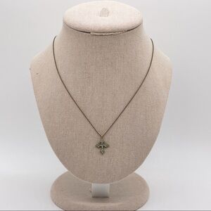 Kenny Ma Gold Tone Necklace Clear Rhinestone Cross Pendant Simple Religious